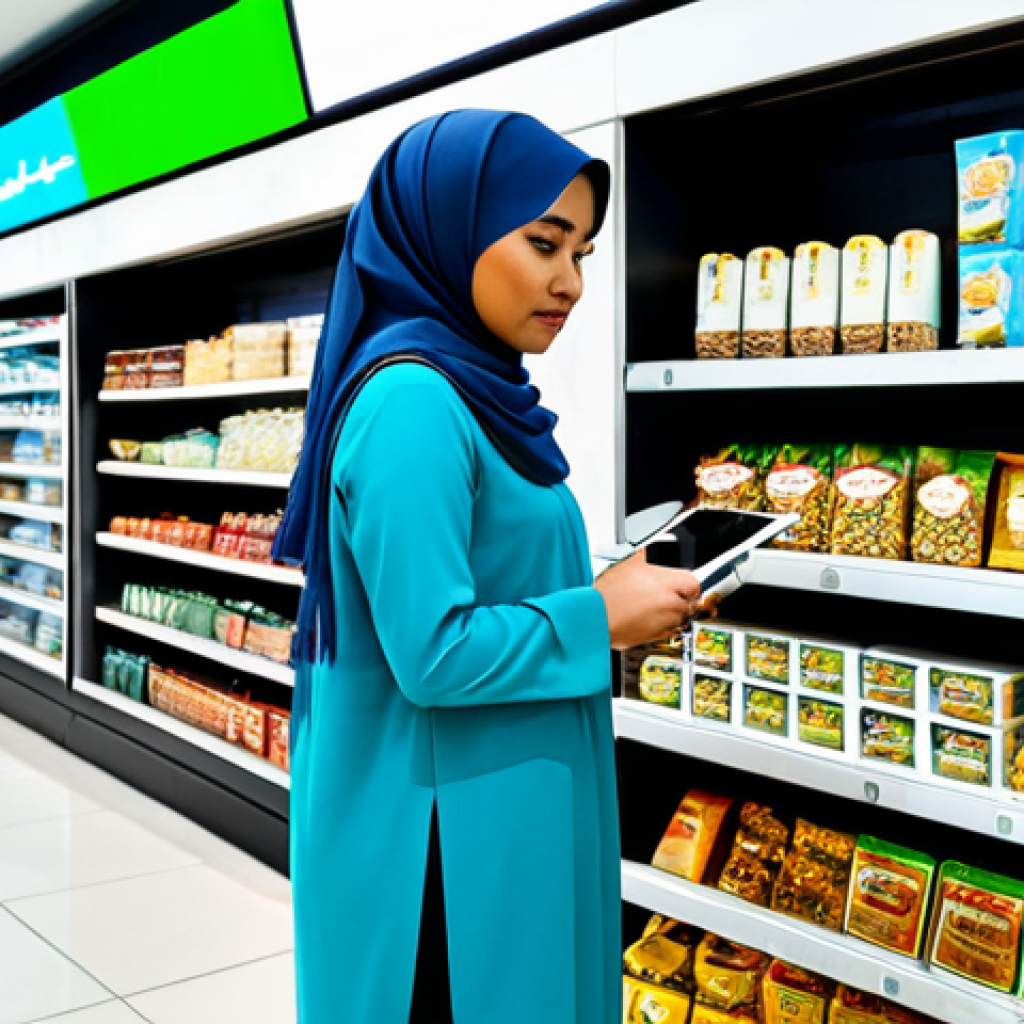 고객 데이터 분석의 시나리오 분석 - Modern Retail Insights**
A bright, modern retail store interior in Kuala Lumpur. Focus on a sales a...