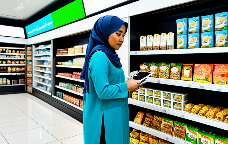 고객 데이터 분석의 시나리오 분석 - Modern Retail Insights**
A bright, modern retail store interior in Kuala Lumpur. Focus on a sales a...
