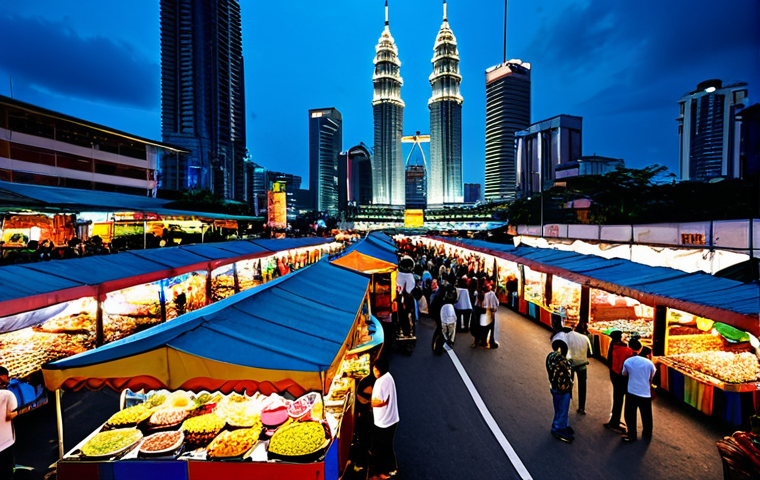 고객 데이터 분석을 위한 검증된 프레임워크 - "A vibrant scene at a pasar malam (night market) in Kuala Lumpur, Malaysia. Focus on the colorful fo...