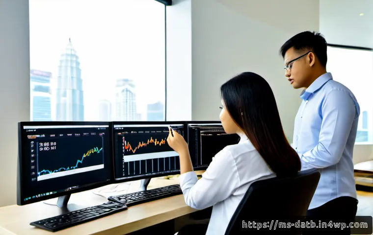 고객 데이터 분석의 알고리즘 선택 기준 - Photorealistic Malaysian business analyst comparing two customer data visualization dashboards on du...